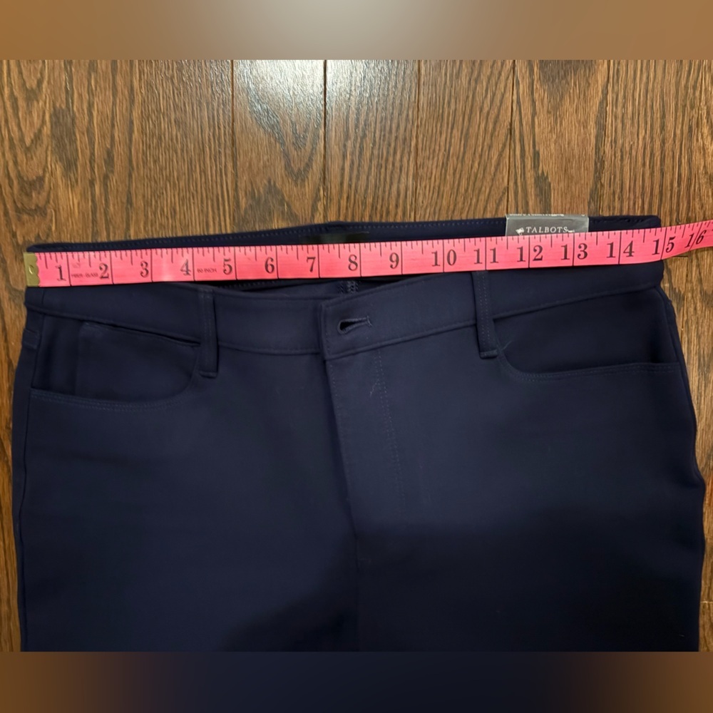 NWT Ponte Knit Pants Navy Stretch Slim Ankle - Picture 9 of 10